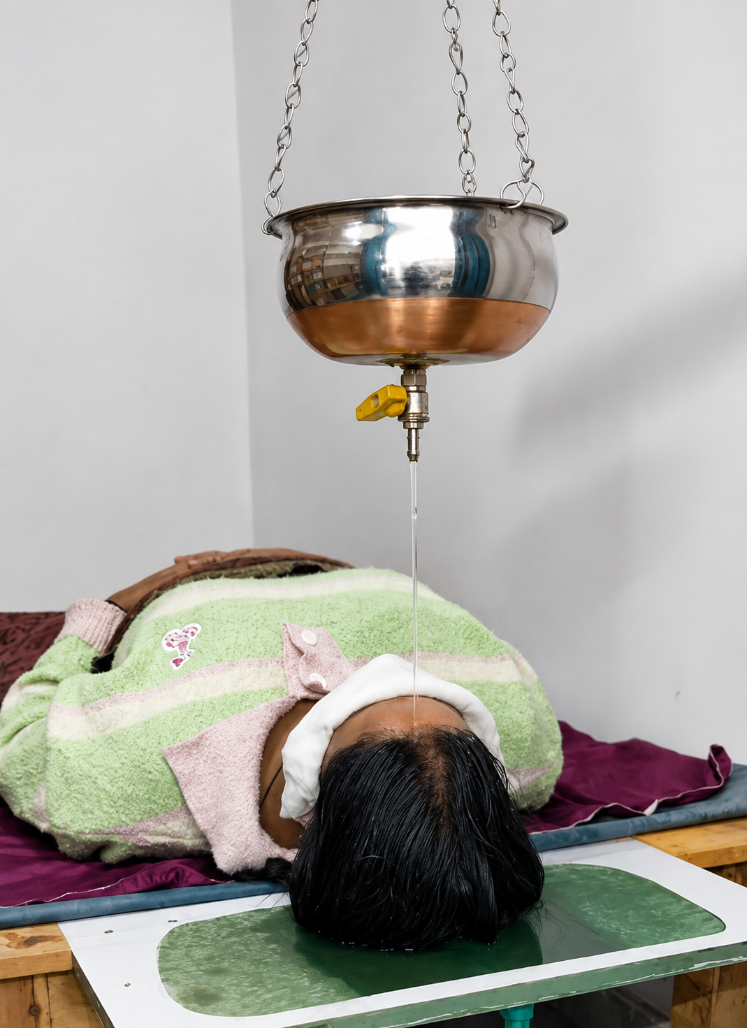 Ayurvedic herbal preparation with mortar and pestle